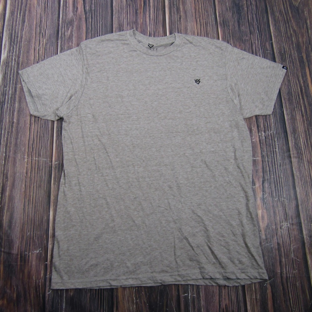 VEECE Mens Large Gray T Shirt Tagless Crew Neck Cotton Polyester Jersey Logo